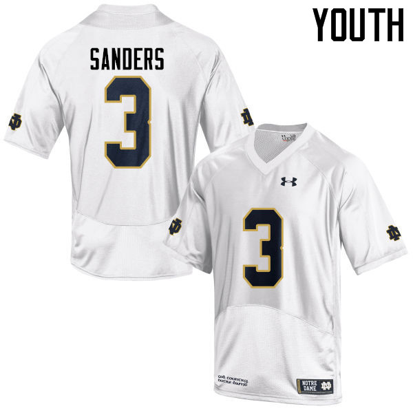 Youth NCAA Notre Dame Fighting Irish #3 C.J. Sanders Stitched College Under Armour Authentic White Football Jersey GH10O24PA